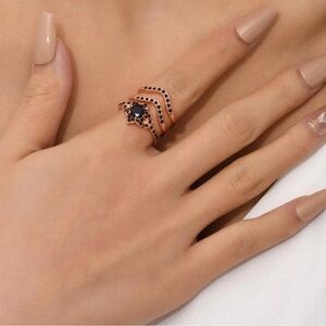 BLACK SILVER DIAMOND BRIDAL RING